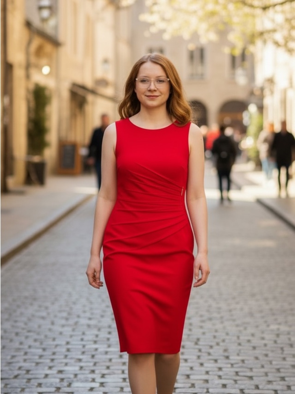Ivanka Trump Vibrant Red Midi Dress